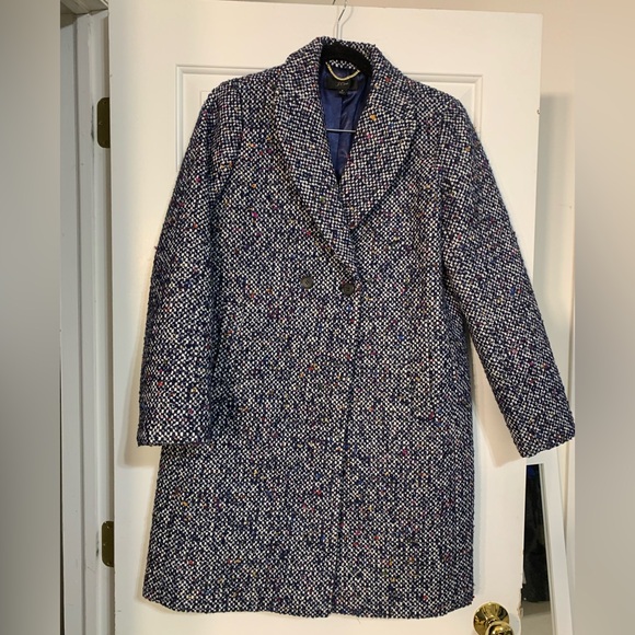 J.Crew Speckled Navy Tweed Coat | Wool Blend Overcoat | Size 8 H2018 - Picture 3 of 8